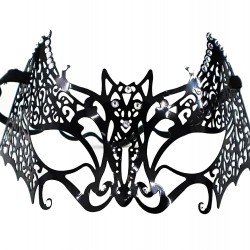 Siyah Renk Lazer Kesim Üzeri Kristal Taşlı Metal Maske Yarasa Venedik Siyah Renk Lazer Kesim Üzeri Kristal Taşlı Metal Maske Yarasa Venedik