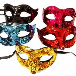 Rengarenk Pullu Payetli Parti Maskesi Venedik Balo 5 Adet