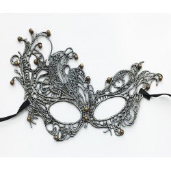 Gümüş Renk Dantel Kesim Maske Gümüş Renk İncili Parti Maskesi Gümüş Renk Dantel Kesim Maske Gümüş Renk İncili Parti Maskesi