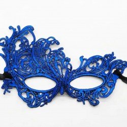 Mavi Renk Dantel Kesim Dantel İşlemeli Balo Parti Maskesi  Mavi Renk Dantel Kesim Dantel İşlemeli Balo Parti Maskesi