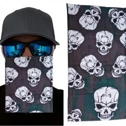 Kahve Yeşil Renk Üzeri Likralı Çoklu Kafatası Baskılı Baf Buff Bandana 25x48 cm