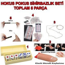 Hokus Pokus Sihirbazlık Seti İllüzyon Oyunları 5 Parçalık Set Hokus Pokus Sihirbazlık Seti İllüzyon Oyunları 5 Parçalık Set