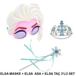 Elsa Maskesi Elsa Tacı ve Elsa Asası 3'lü Kostüm Seti  Elsa Maskesi Elsa Tacı ve Elsa Asası 3'lü Kostüm Seti