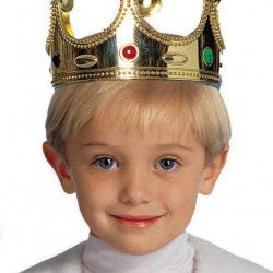 Plastik Kral Tacı Altın Renk Çocuk Boy 