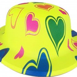 Plastik Neon Desenli UV Işık Parti Şapkası Sarı 1 Adet