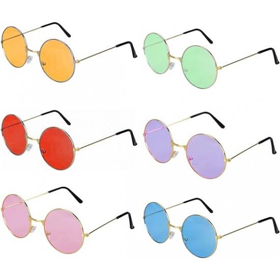 Renkli Lennon Retro İmaj Gözlükleri 6 Renk 6 Adet