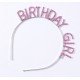 Pembe Renk Kristal Taşlı Parlak Birthday Girl Yazılı Taç 16x17 cm