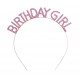 Pembe Renk Kristal Taşlı Parlak Birthday Girl Yazılı Taç 16x17 cm