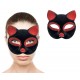 Siyah Renk Kırmızı Simli Süet Kaplama Kedi Maskesi 18x14 cm