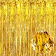Altın Gold Renk Ekstra Metalize Parlak Saçaklı Arka Fon Perde İthal A Kalite 1x2 Metre