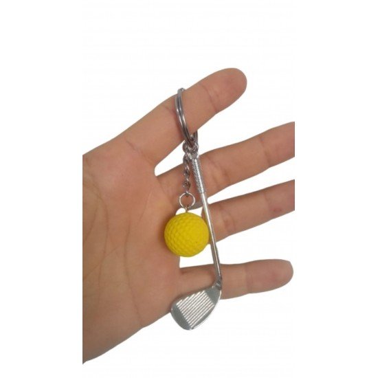 Gerçekçi Golf Tasarımlı Şık Anahtarlık Kolye Çanta Süsü Golf Keychain - Sarı Renk