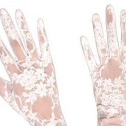 Dantelli Gelin Eldiveni - Beyaz Kısa