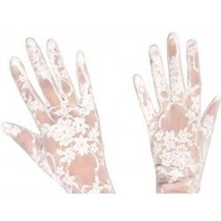 Dantelli Gelin Eldiveni - Beyaz Kısa Dantelli Gelin Eldiveni - Beyaz Kısa