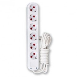 3 Mt. Kablolu 6 lı Topraklı Grup Priz