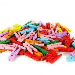 Renkli Mini Ahşap Mandal (100 Adet) Renkli Mini Ahşap Mandal (100 Adet)