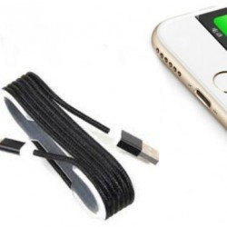 iPhone Örgü Şeklinde Renkli Çelik Şarj Data Kablosu - Siyah