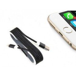iPhone Örgü Şeklinde Renkli Çelik Şarj Data Kablosu - Siyah iPhone Örgü Şeklinde Renkli Çelik Şarj Data Kablosu - Siyah