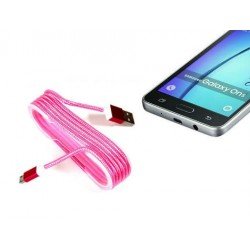 Android Örgü Şeklinde Renkli Çelik Şarj Data Kablosu - Pembe Android Örgü Şeklinde Renkli Çelik Şarj Data Kablosu - Pembe