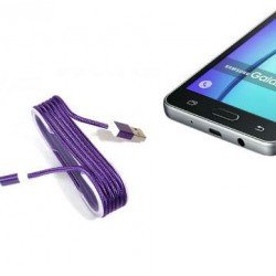 Android Örgü Şeklinde Renkli Çelik Şarj Data Kablosu - Mor