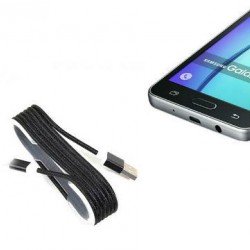 Android Örgü Şeklinde Renkli Çelik Şarj Data Kablosu - Siyah
