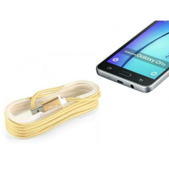 Android Örgü Şeklinde Renkli Çelik Şarj Data Kablosu - Gold