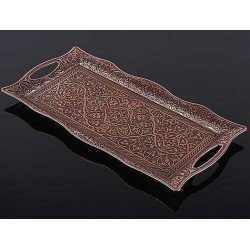 Osmanlı Motifli 2 Kişilik Servis Tepsisi - Bakır Osmanlı Motifli 2 Kişilik Servis Tepsisi - Bakır