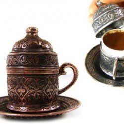 Osmanlı Motifli Kahve Fincanı - Bakır Osmanlı Motifli Kahve Fincanı - Bakır