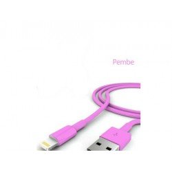 iPhone Şarj Data Kablosu - Pembe iPhone Şarj Data Kablosu - Pembe