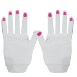 Kısa Fosforlu File Eldiven - Beyaz