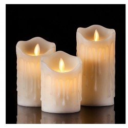 Alevli Led Mum Hareketli Alev Görünümlü Dekoratif Mum - 3lü Set Alevli Led Mum Hareketli Alev Görünümlü Dekoratif Mum - 3lü Set