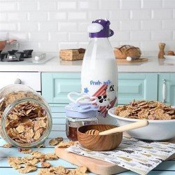 İnek Tasarımlı Sevimli Cam Suluk - Süt Şişesi 1000 ML İnek Tasarımlı Sevimli Cam Suluk - Süt Şişesi 1000 ML