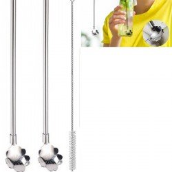 Paslanmaz Metal 2 li Kaşıklı Pipet Fırça Seti