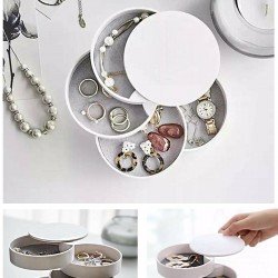 4 Katlı Dönebilen Silindir Takı Ve Makyaj Organizer Kutusu