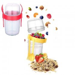 Çift Hazneli - Çatal Kaşıklı Portatif Müsli -Atıştırmalık Kabı 650 ML Çift Hazneli - Çatal Kaşıklı Portatif Müsli -Atıştırmalık Kabı 650 ML