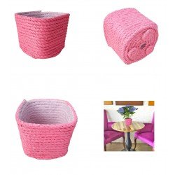 Saksı Drenajlı Doğal Jüt Halat İp Hasır Modeli Pembe 0,5LT Saksı Drenajlı Doğal Jüt Halat İp Hasır Modeli Pembe 0,5LT