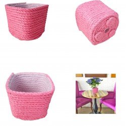 Saksı Drenajlı Doğal Jüt Halat İp Hasır Modeli Pembe 0,5LT Saksı Drenajlı Doğal Jüt Halat İp Hasır Modeli Pembe 0,5LT