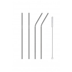 5 Parça Metal Pipet - Paslanmaz Çevre Dostu Metal Pipet Fırça Seti