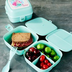 Porky 4 Bölmeli Çatallı Beslenme Kabı - Diyet Kabı