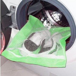 Yeşil - Fermuarlı - Hassas Çamaşır Terlik  Ayakkabı Yıkama Filesi Büyük Boy