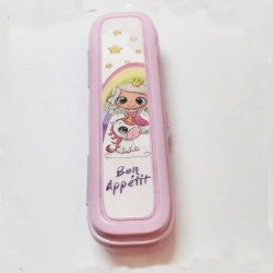 Pembe Multi Renkli Kapaklı Kalemlik Kutusu -Çanta İçi Saklama - Diş Fırçası - Makyaj Fırçası Kutu