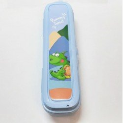 Mavi Multi Renkli Kapaklı Kalemlik Kutusu -Çanta İçi Saklama - Diş Fırçası - Makyaj Fırçası Kutu