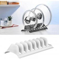 Beyaz - 8 Bölmeli Tencere Kapak Rafı - Simple Tabaklık - Kapak Organizeri Beyaz - 8 Bölmeli Tencere Kapak Rafı - Simple Tabaklık - Kapak Organizeri