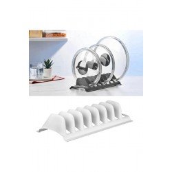 Beyaz - 2 Adet 8 Bölmeli Tencere Kapak Rafı - Simple Tabaklık - Kapak Organizeri Beyaz - 2 Adet 8 Bölmeli Tencere Kapak Rafı - Simple Tabaklık - Kapak Organizeri