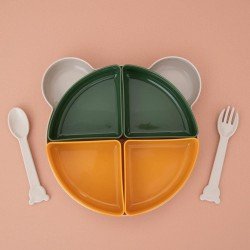 Tabldot Mama Tabağı Çıkarılabilir Kaseli -Tepsili 4 Bölmeli Çatal Kaşıklı Ayıcık Beslenme Kabı Tabldot Mama Tabağı Çıkarılabilir Kaseli -Tepsili 4 Bölmeli Çatal Kaşıklı Ayıcık Beslenme Kabı