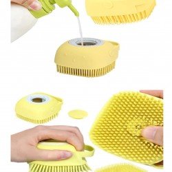 Çok Amaçlı Kese Fırça Şampuan-Deterjan Hazneli Silikon Duş -Pet- Mutfak Fırçası