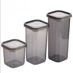 3 Adet 3 Boy Plastik Kavanoz Saklama Kabı Kapaklı Kare Model 3 Adet 3 Boy Plastik Kavanoz Saklama Kabı Kapaklı Kare Model