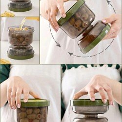 Çift Taraflı Süzgeçli  Kapaklı Zeytinlik - Suyu Süzen Zeytin Turşu Saklama Kabı