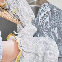 2li Telli Bulaşık Eldiveni Su Geçirmez Kir Sökücü Tava Tencere Ovma Mutfak Banyo Temizlik Eldiveni