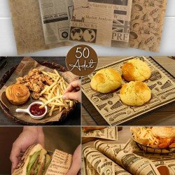 50 Adet Kendinden Desenli Yağlı Kağıt Vintage Gazete Desen Servis ve Sunum Kağıdı Karışık Desen 50 Adet Kendinden Desenli Yağlı Kağıt Vintage Gazete Desen Servis ve Sunum Kağıdı Karışık Desen