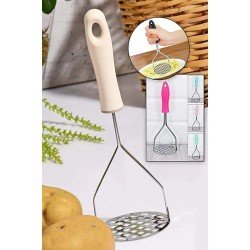 Plastik Saplı Delikli Metal Paslanmaz Patates Muz Yumurta Ezici Püre Yapıcı Plastik Saplı Delikli Metal Paslanmaz Patates Muz Yumurta Ezici Püre Yapıcı